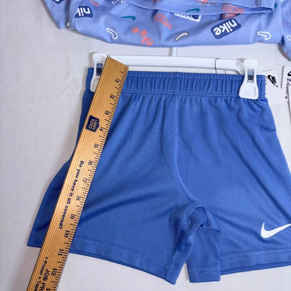 Nike 2-Piece Set 4 Blue Beyond NEW Logo Tee Mesh Shorts 86M858-UAV